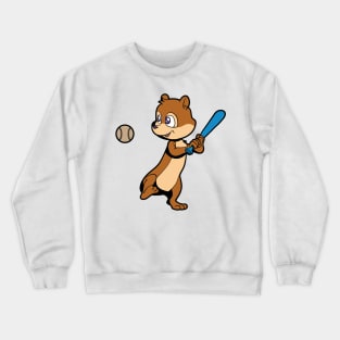 Cartoon squirrel playing baseball Crewneck Sweatshirt